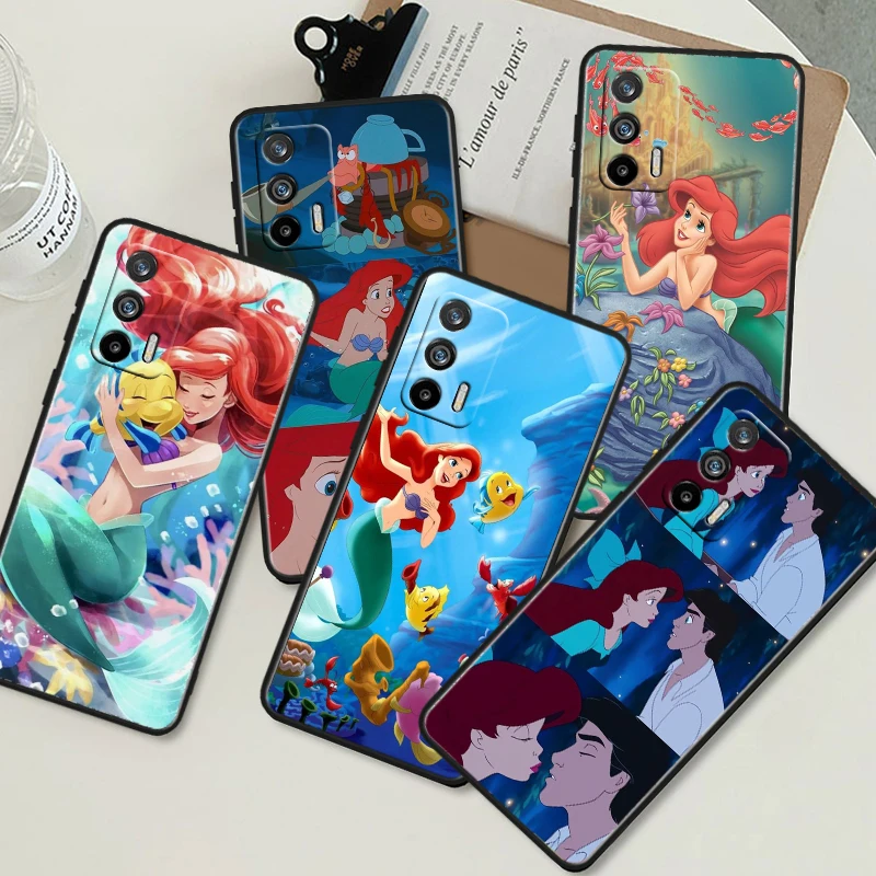 The Little Mermaid Black Phone Case For OPPO Realme 10 C2 3 11 20 21 31 30 33 35 55 X2 GT Pro Plus Master Funda Shell Cover Capa