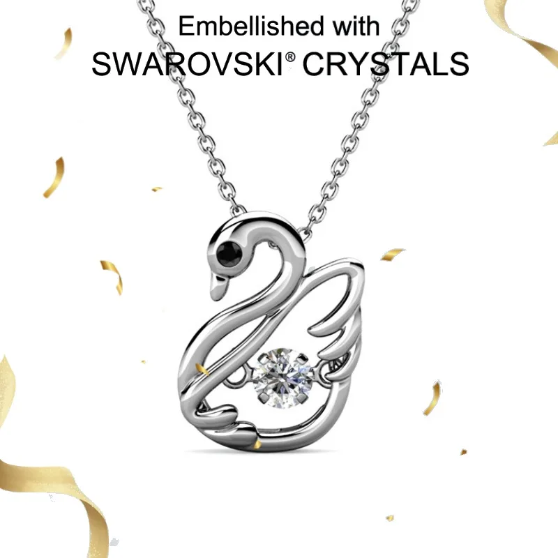 

Daisini 925 Sterling Silver Elegant Swan Pendant Necklace for Women with Swarovski Crystals 925 Silver Jewelry Gift Idea