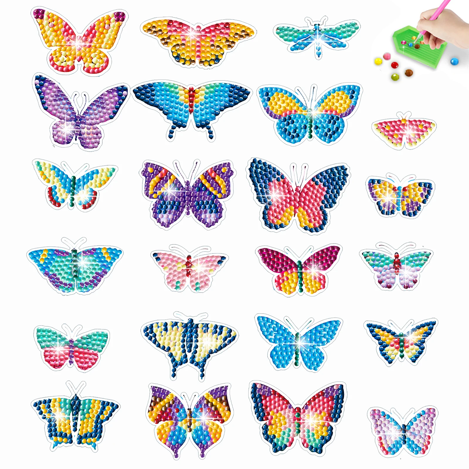 Beautiful Cartoon Butterfly Theme 5D Diamond Painting Stickers for Kids Arts and Crafts Handmade DIY Ages 6-12 Kid's Gifts