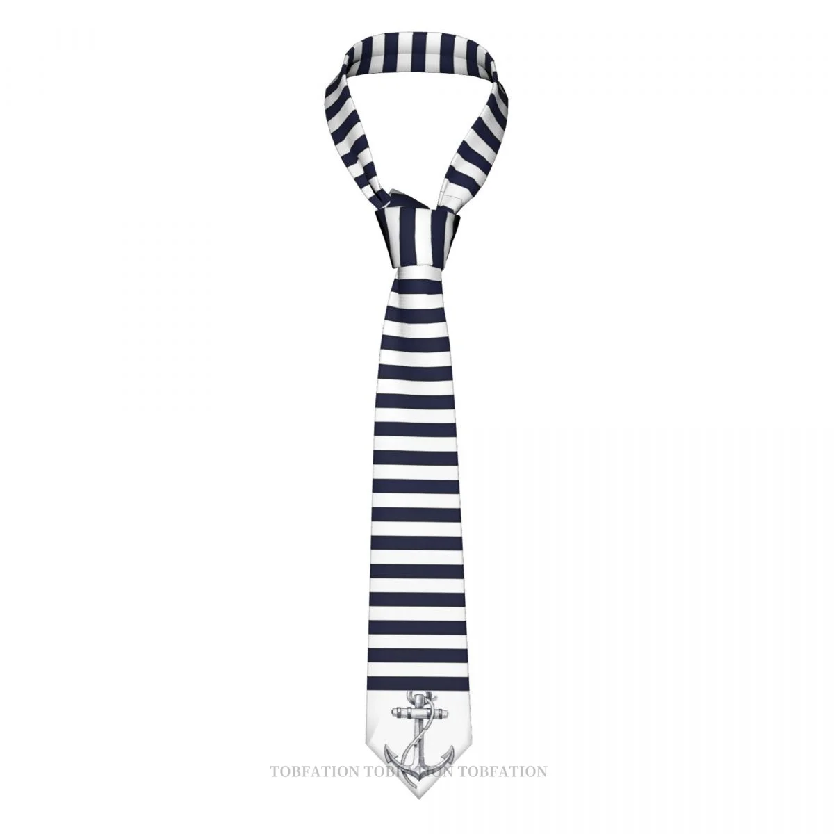 

Navy Blue Stripes Nautical Anchor New 3D Printing Tie 8cm Wide Polyester Necktie Shirt Accessories Party Decoration