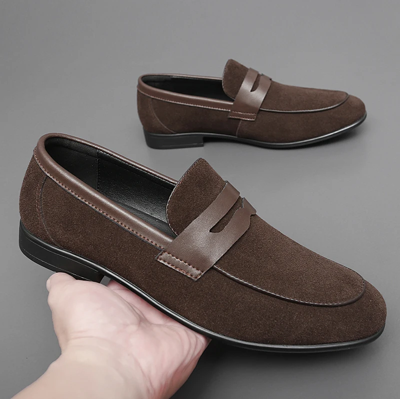 New Green Casual Shoes Classic Frosted Leather Men Soft Loafers Men Flats Comfortable Driving Shoes Slip on Loafers Moccasins