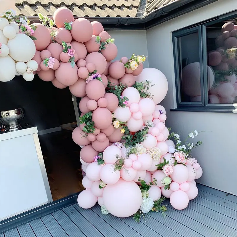 142pcs Blush Sand White Beige Balloon Garland Arch Pink Nude Wedding Baby Shower Bride Christening Birthday Party Decor Supplies
