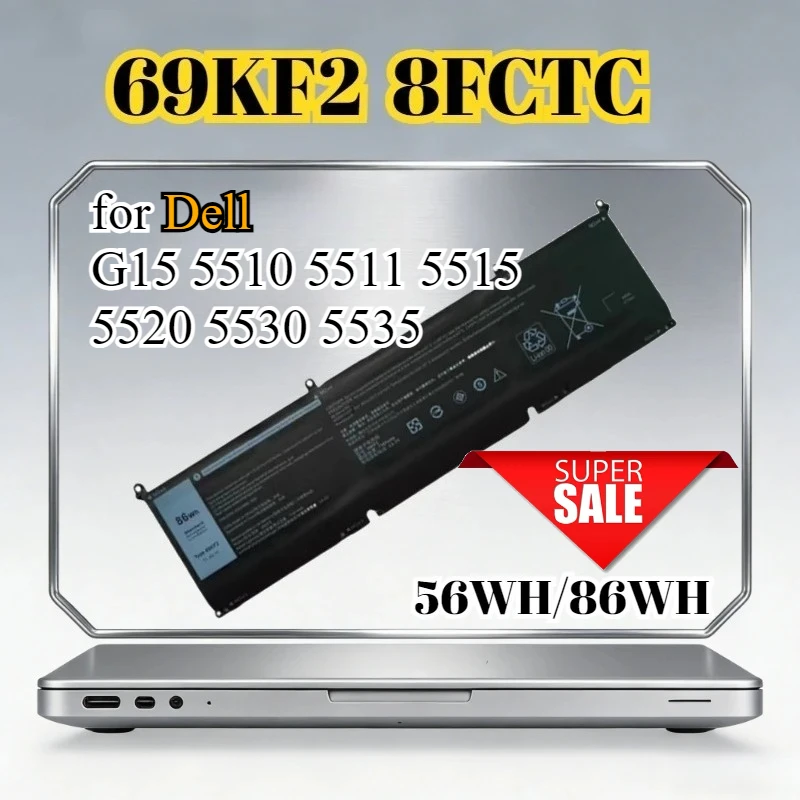 

69KF2 8FCTC Rechargeable Battery Compatible for Dell G15 5510 5511 5515 5520 5530 5535