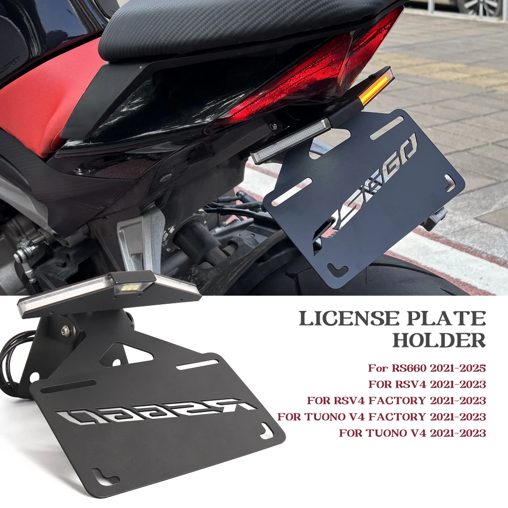 

Foldable License Plate Holder For Aprilia RS660 Tuono 660 V4 RSV4 1100 Factory Motorcycle Tail Tidy Fender Eliminator LED Light