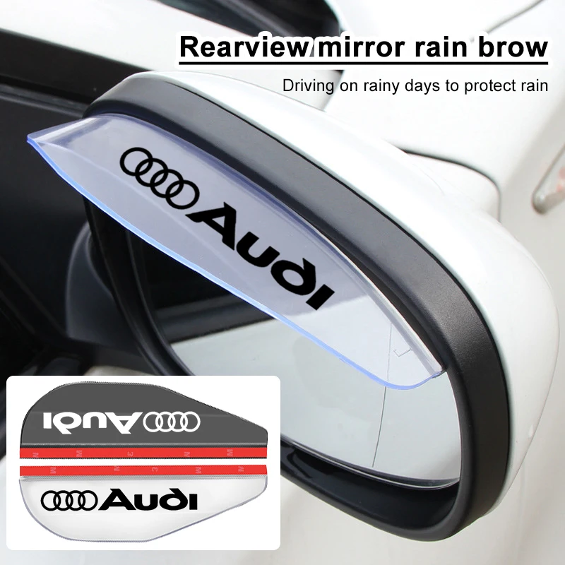 Car Rear View Side Mirror Rain Board Eyebrow Emblem Sticker For Audi Q7 Q3 Q5L Q2L S4 S5 S6 S7 S8 A6L A4L A3 A4 A7 A5 RS3 RS4