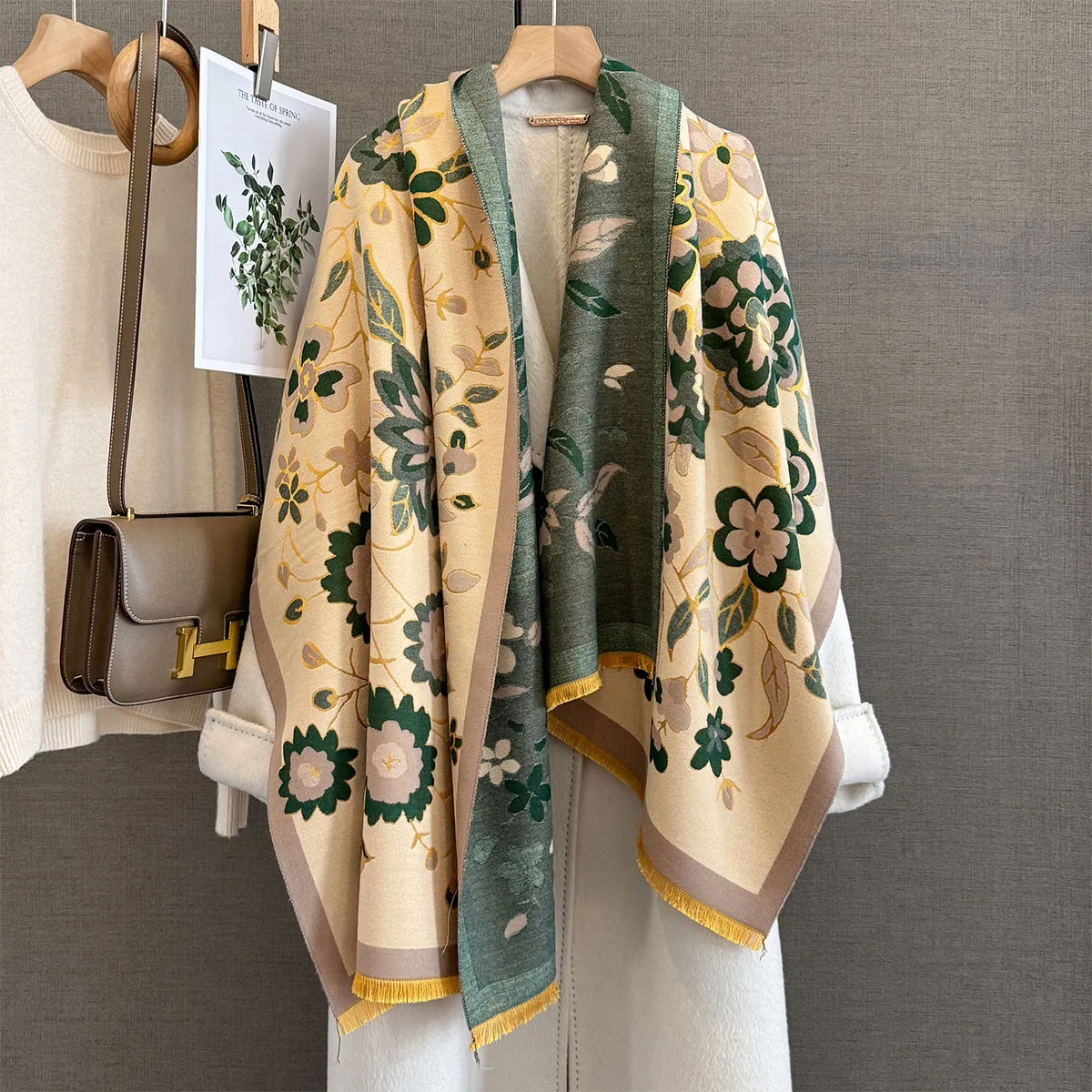 جديد الكشمير وشاح المرأة سميكة الدافئة الشتاء بطانية العلامة التجارية الإناث الفاخرة شال التفاف Bufanda 2025 المعطف Echarpe الباشمينا فولارد