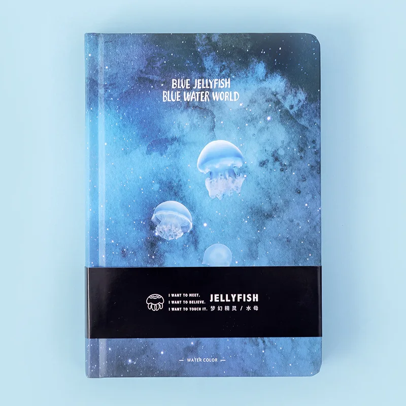 New Creative Blue Jellyfish Notebook A5 Blank Color Art Drawing Papers Journal Hard Cover Note Book Korean Stationery Gifts