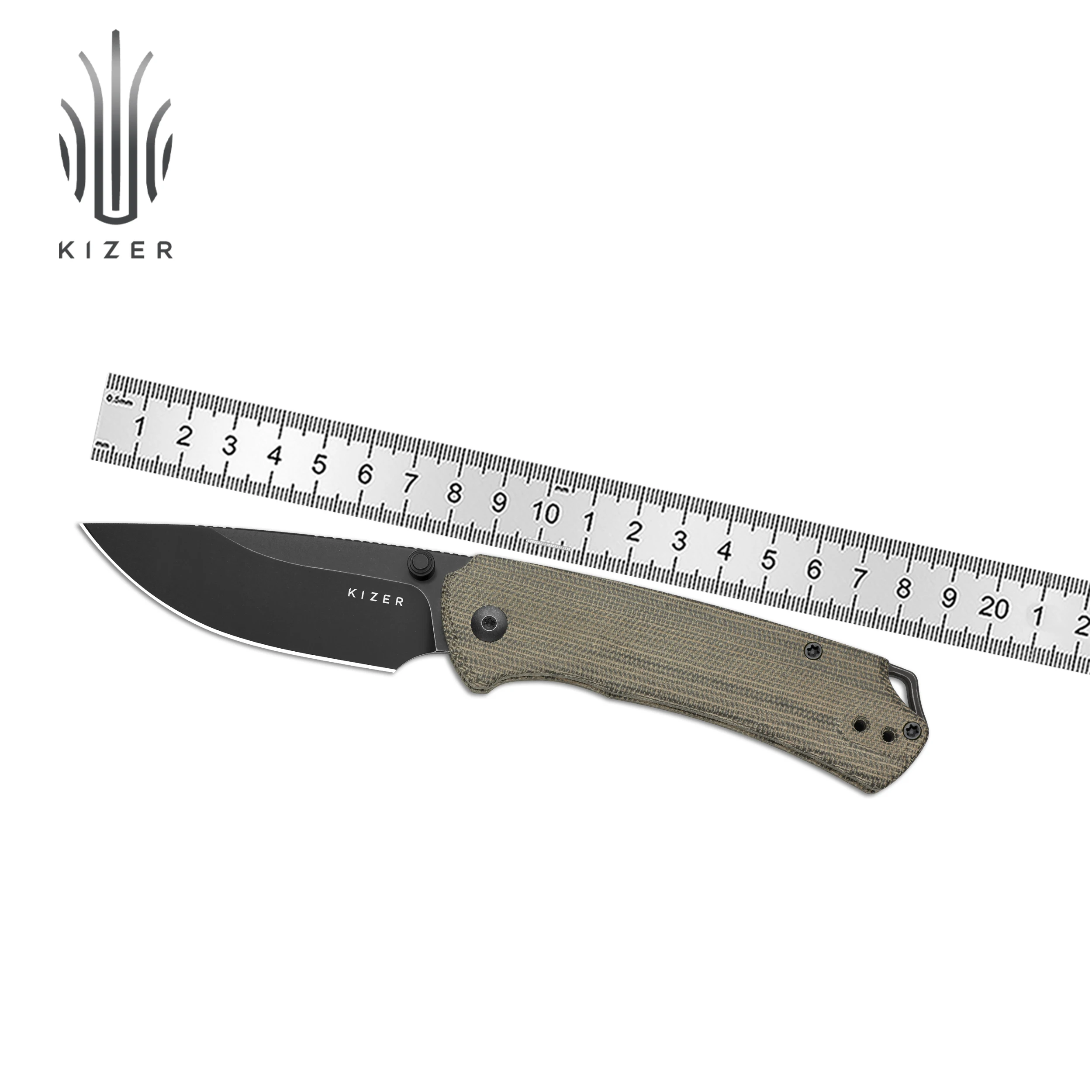 Kizer سكين للفرد T1 BD V3490.2BA1/V3490.2BA2 T1 CD V3490.2CA1/V3490.2CA2 Micarta/G10 مقبض مع سكاكين الجيب بشفرة Nitro-V #3
