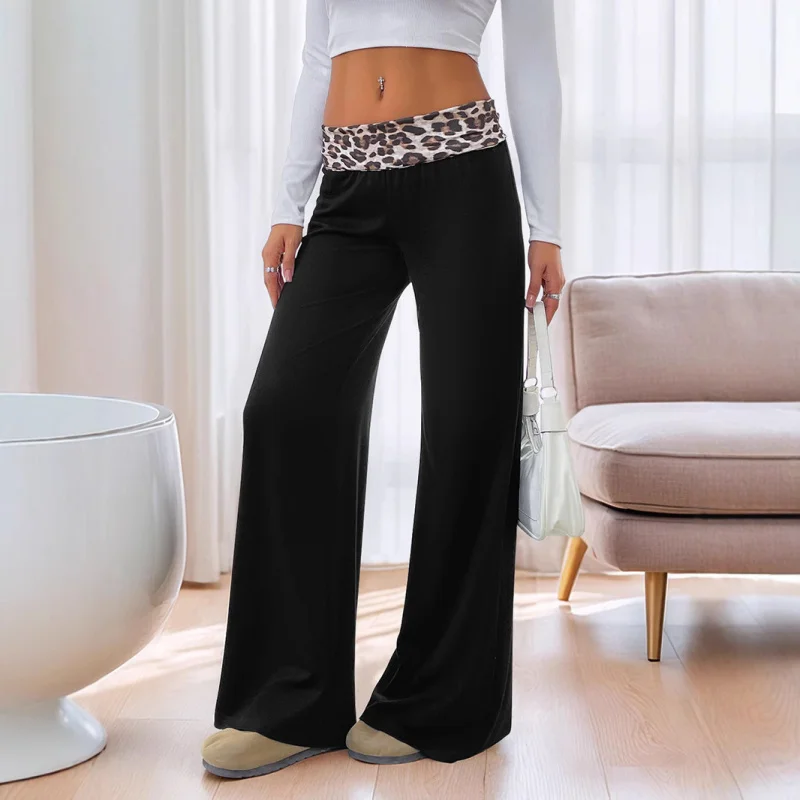 

Women's Low Waist Patchwork Casual New Flared Wide Leg European and American Style Draped Slimming Long Pants