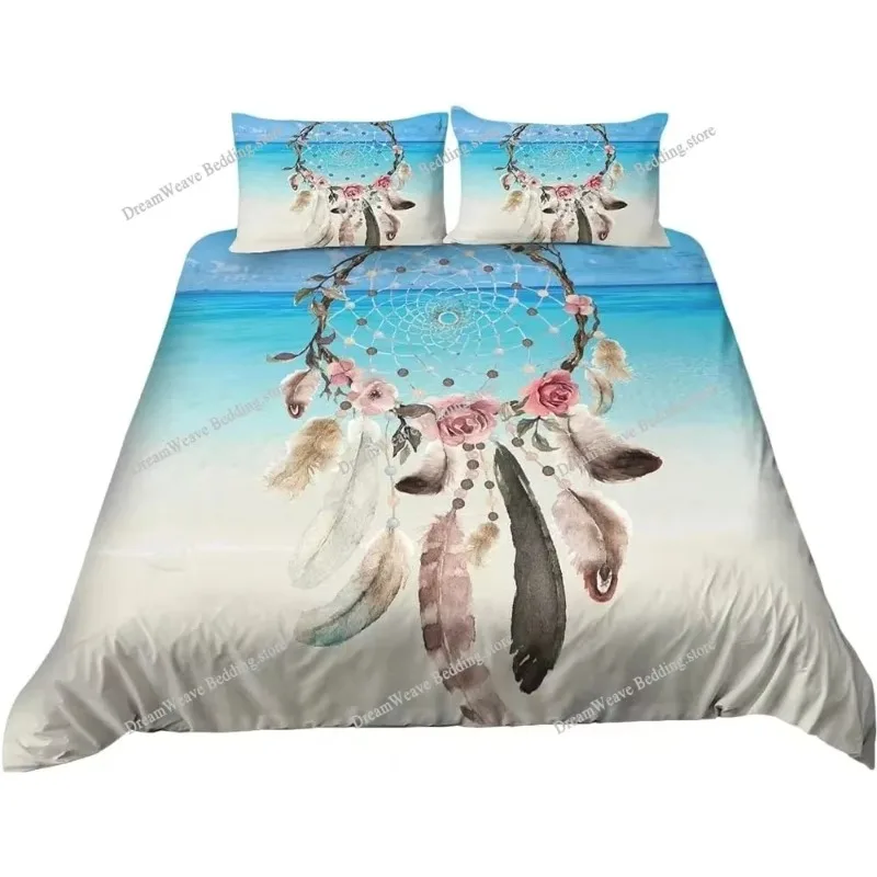 Dream Dreamcatcher Duvet Cover for Girls Adult Bohemian Mandala Feather Print Bedding Microfiber Comforter Cover Bedroom Decor51