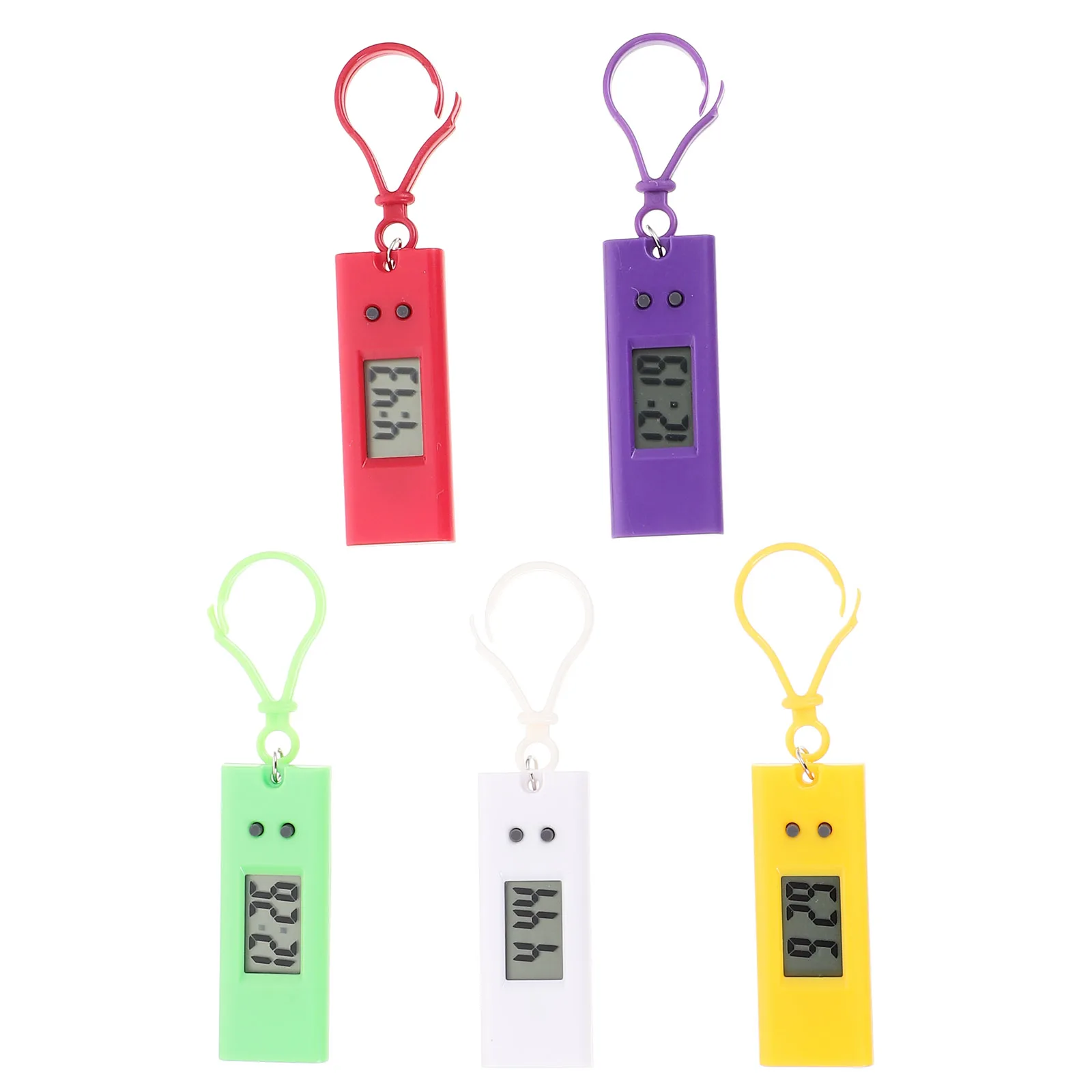

5Pcs Keychain Pocket Watch Electronic Simple Clip on for Men Women Kids Belt Loop Backpack Gifts Premium Quality