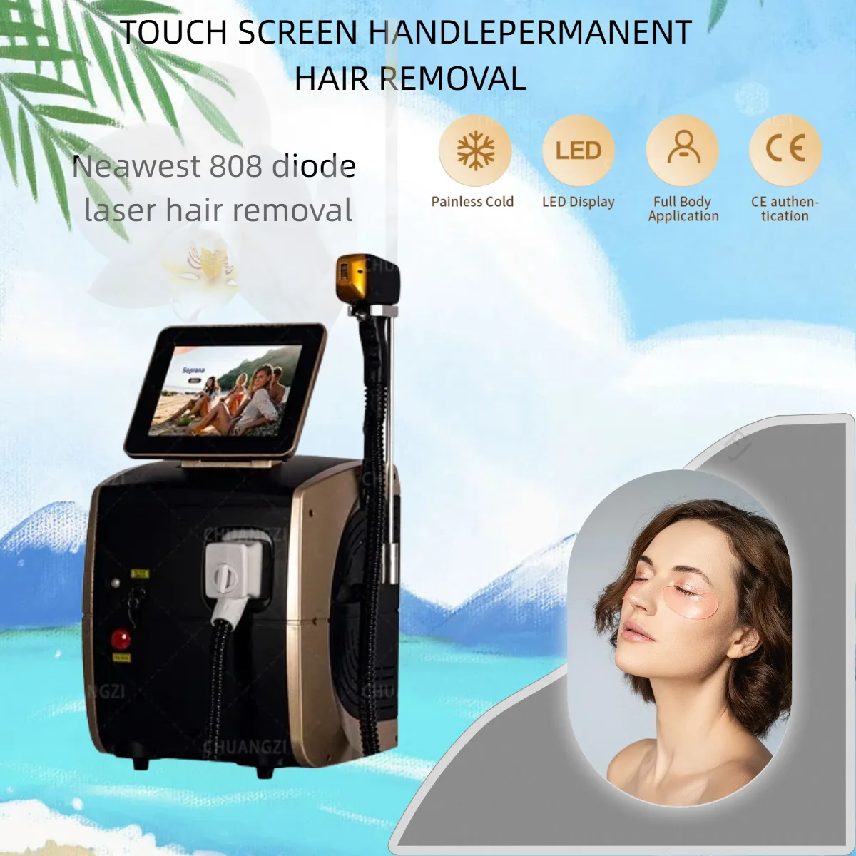 

2025 Soprano Diode Laser Hair Removal Machine 808nm Ice Titanium Cooling 3-Wavelength Permanent Hair Reduction Professional