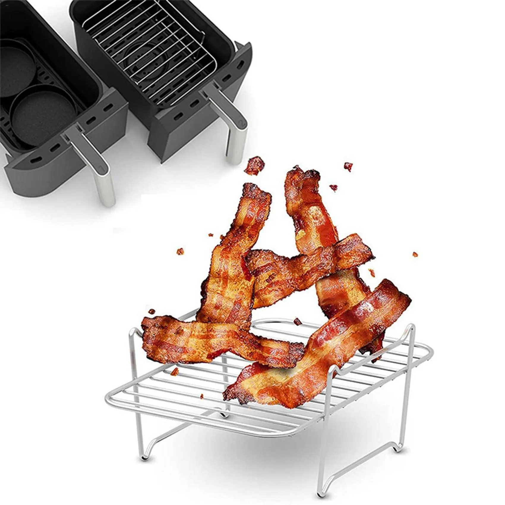【PASSIONE 】2X Air Fryer Rack For Ninja DZ201/DZ401 Foodi Accessories Stainless Steel Multi-Layer Stackable Dehydrator Rack