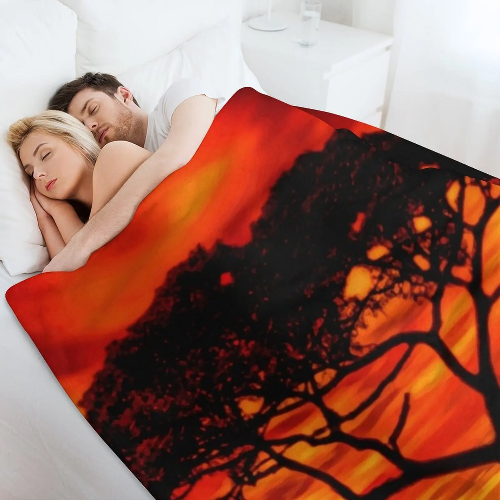 السنط الفيل غروب الشمس رمي بطانية الصيف الزخرفية منقوشة الزخرفية البطانيات #4