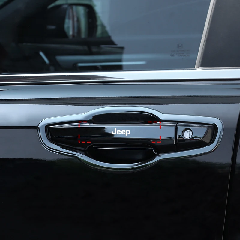 4Pcs Car Door Handle Stickers Tire Rear View Mirror Decals For Jeep Renegade Wrangler JL JK Gladiator Grand Compass Accessories
