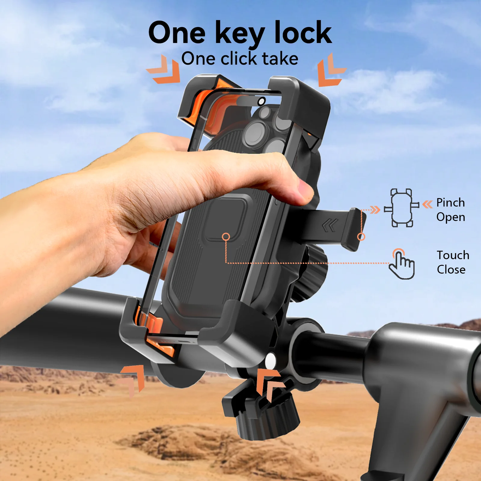 Bicycle Phone Holder 360° Rotatable Universal Non-slip Bicycle phone Stand for 4.7-7 inch Mobile Phone Stand Shockproof Bracket