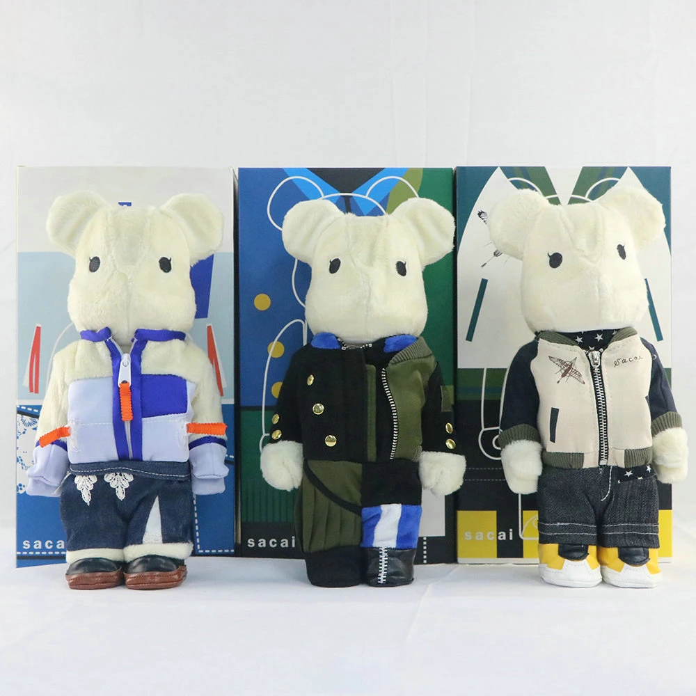 Bearbrick 400% 28cm Sacai Wearing Clothes Bear Building Blocks Bear Three Versions  28cm Tide Play Vinyl Doll Doll