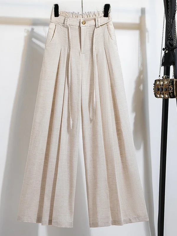

Loose Casual Pants for plus Size Women Summer Long Floor-Length Drapey Wide Leg Pants Comfortable Relaxing Ladies Trousers