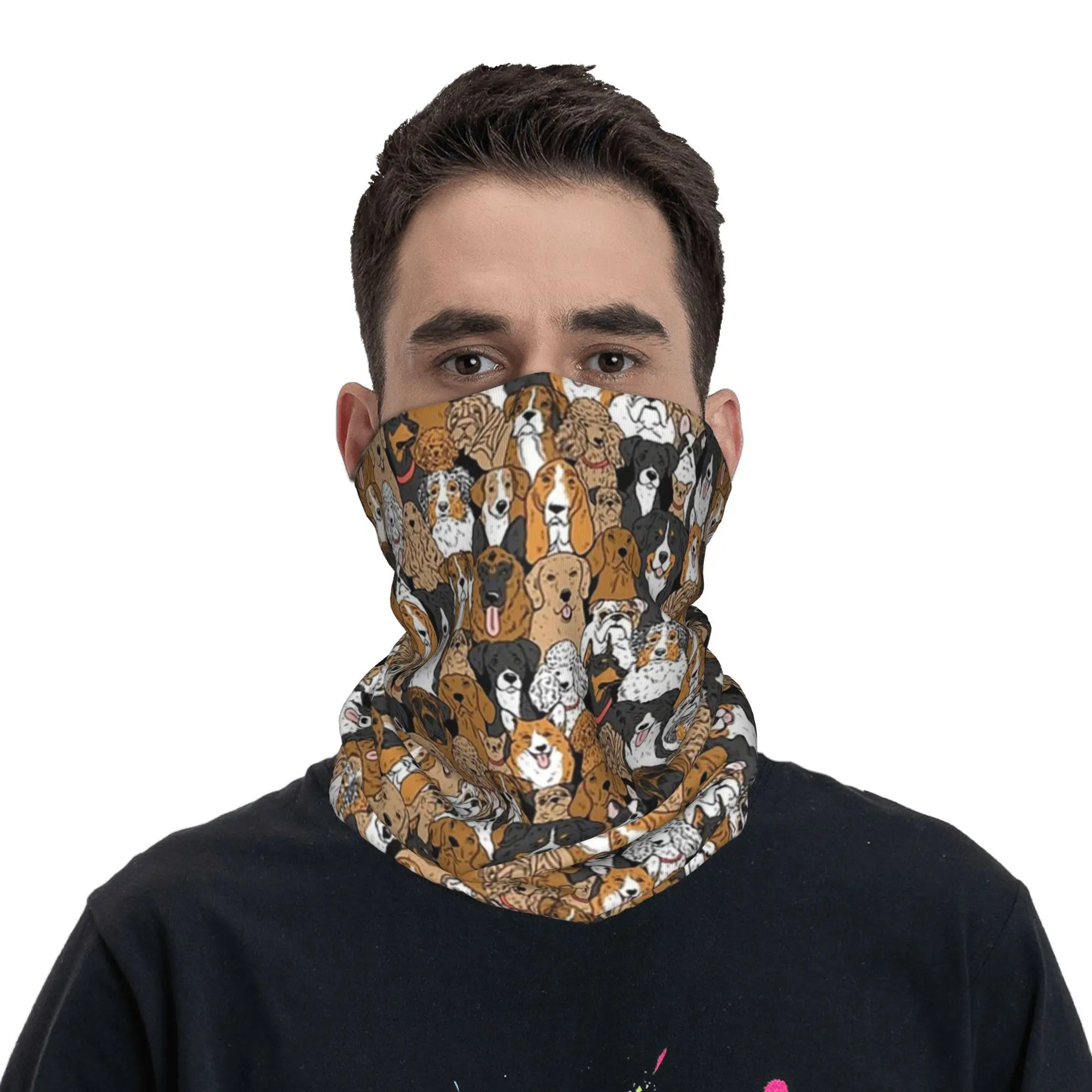 Muchos perros Bandana Cuello Polaina Impreso Wrap Bufanda Multiuso Mascarilla Ciclismo Unisex Adulto Transpirable