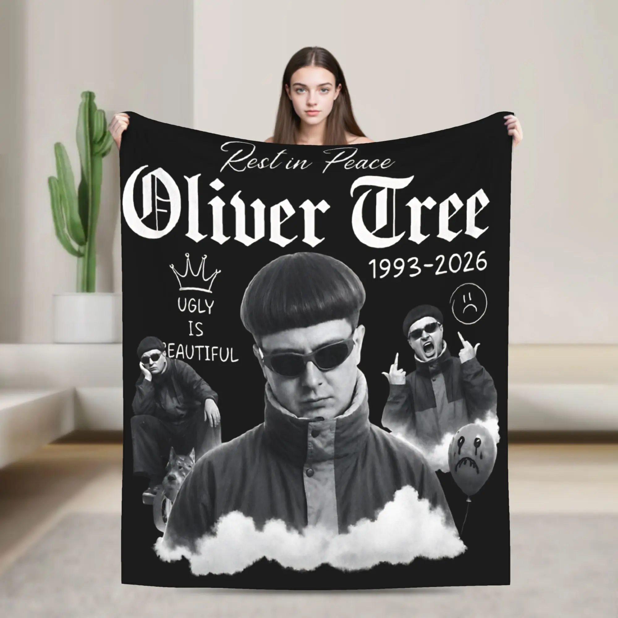 Oliver Tree Rest In Peace 1993 to 2026 Memorial Blanket  Flannel Novelty Warm Throw Blankets for Chair Covering Sofa  Winter