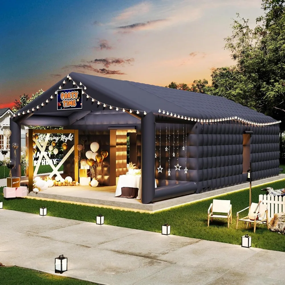 

Large Inflatable Nightclub with Additional Gazebo, 2 Sides Escape Doors Inflatable Tent for Parties, Party Tent for Birthday
