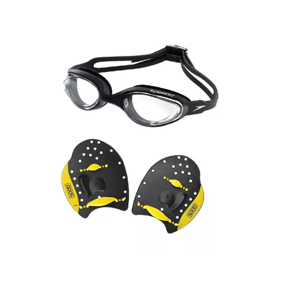 Speedo Swimming Glasses Hydrovision Adult + Palmar Power Paddles Kit