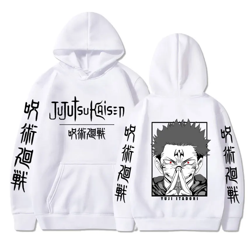 مانغا Jujutsu Kaisen Ryomen Sukuna الجرافيك هوديس خمر المتضخم مقنعين الهيب هوب طويلة الأكمام قلنسوة من القطن الرجال ملابس حريمي