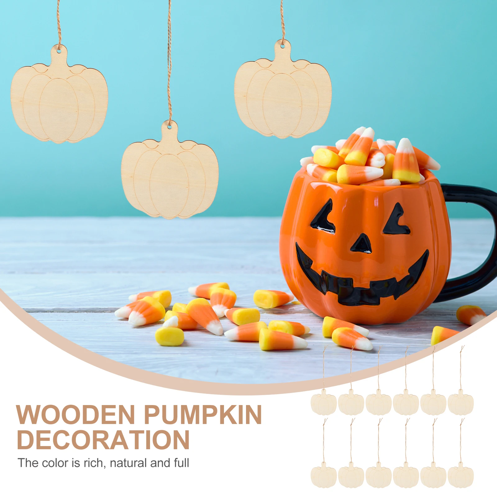 

DIY Wood Craft Pumpkin 30pcs Unfinished Wooden Cutout for Halloween Table Decor Wood