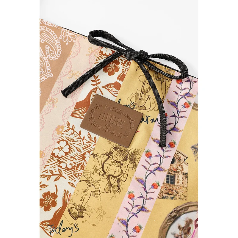 ELFSACK 2025 Autumn New Arrival Bohemian Print Multi-Color Tote Bag Cotton Shoulder Bag Ethnic Pattern For Woman