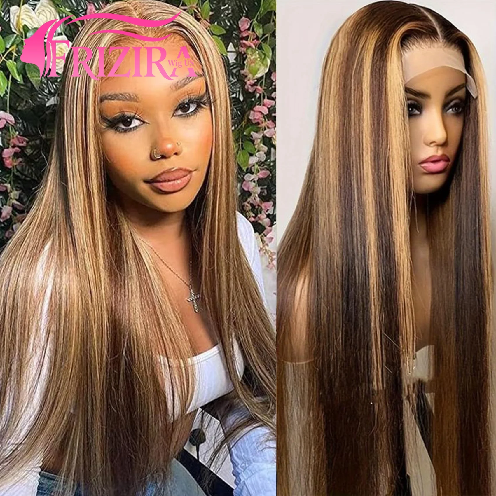 

210 Density Straight Hd Lace Frontal Wig 13X6 Honey Blonde Ombre Colored Brazilian Straight 13X4 Lace Front Wigs Human Hair