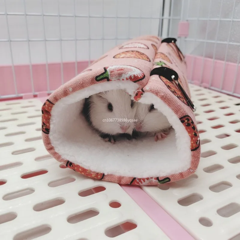 1Pcs Hamster Tunnel Hammock for Small Animals Cute Cartoon Printing Hanging Cage Swing Sleeping Bed Nest House Squirrel Rat Toys