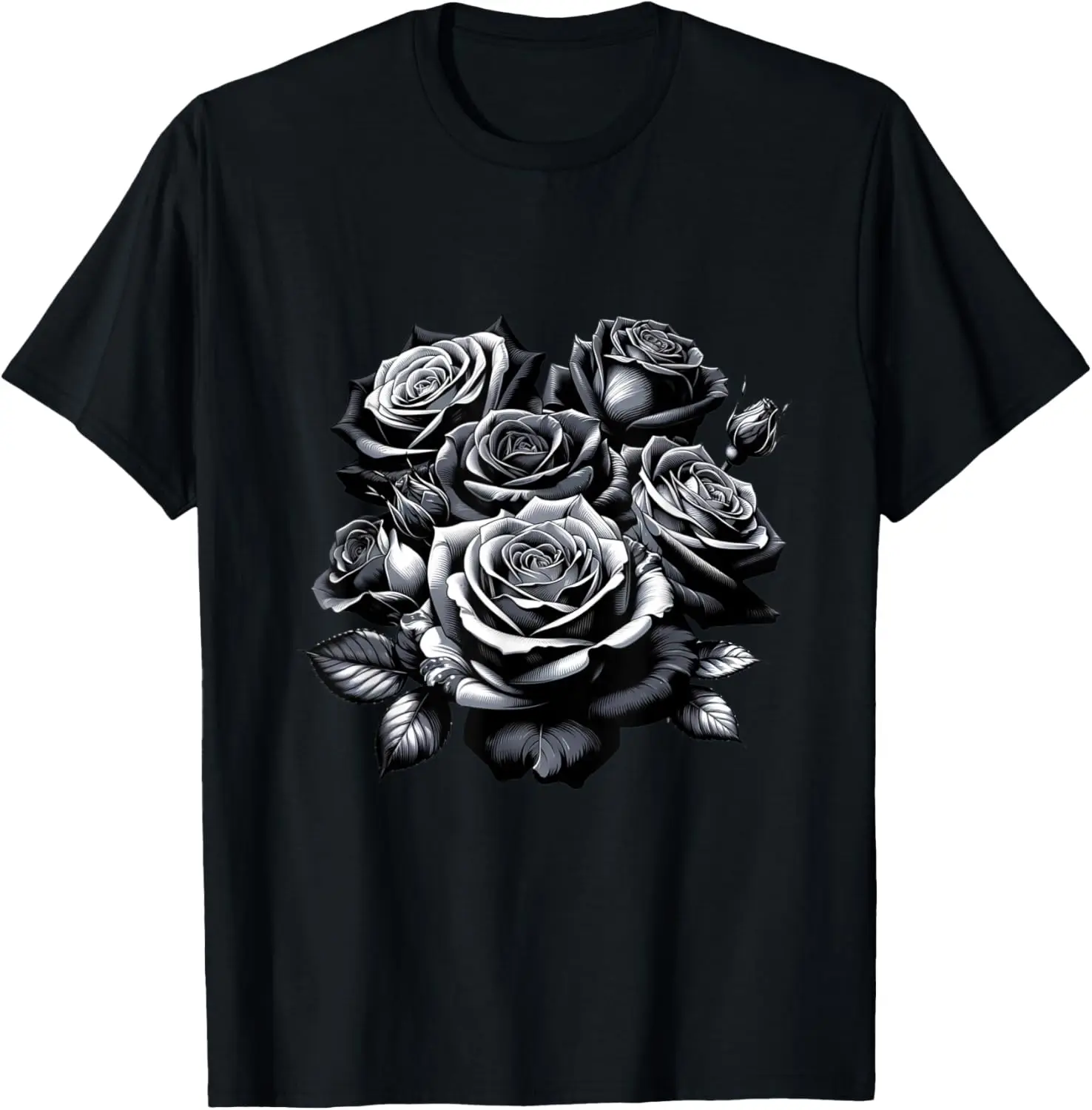 Black Roses Gray Rose Dark Flower Romance Floral T-Shirt