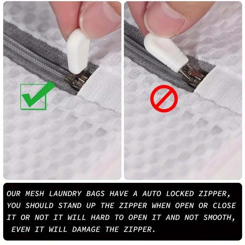 3/6 PCS Honeycomb Mesh Laundry Bags | Machine Washable Reusable Anti Entanglement Storage Bag with Zipper Closure, 12x16 Inches view 6
