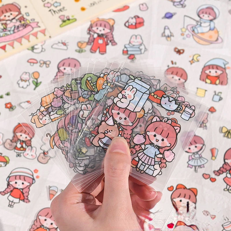 10/50/100PCS Cute PET Pocket Stickers Ins High Appearance Level Explosive Stickers Children Girl Goo Card Pocket Stickers