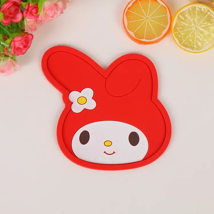 Sanrio Anime PVC Non-slip Insulation Pads Hello Kitty My Melody Kawaii Character Coasters Children's Tableware Cute Girly Heart