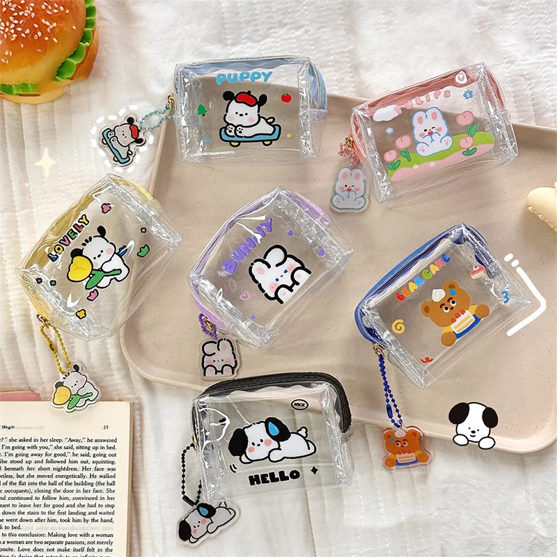 Mini Zipper Bag Storage Bag Cute Cartoon Jelly Wallet Cosmetic Bag Coin Purse Zipper PVC Transparent Waterproof