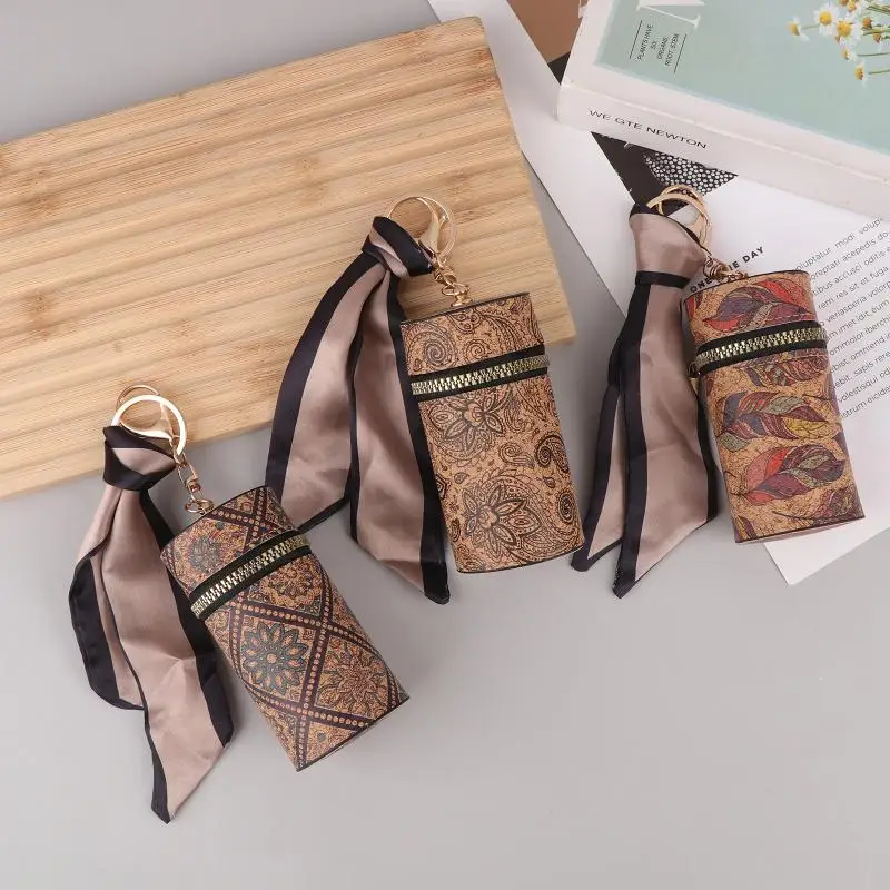 Retro-Print-Münzgeldbörse, tragbare Geldbörse mit Reißverschluss und Schlüsselanhänger, multifunktionale Mini-Aufbewahrungstasche, Lippenstifttasche für Damen, Geschenkidee. – Detail 4