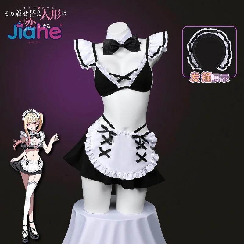 

My Dress-Up Darling Kitagawa Marin Cos Name Cosplay Costume Halloween Sweet Women Maid Dress Wig Props Socks Set Beach Swimsuit