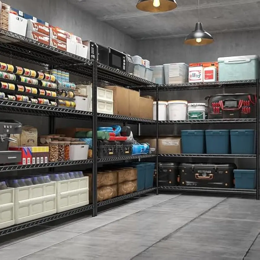 4 Tier Heavy Duty Shelving Storage Rack Wheels 2480 Lbs Steel Tube Lockable Casters Garage Warehouse Pantry Commercial