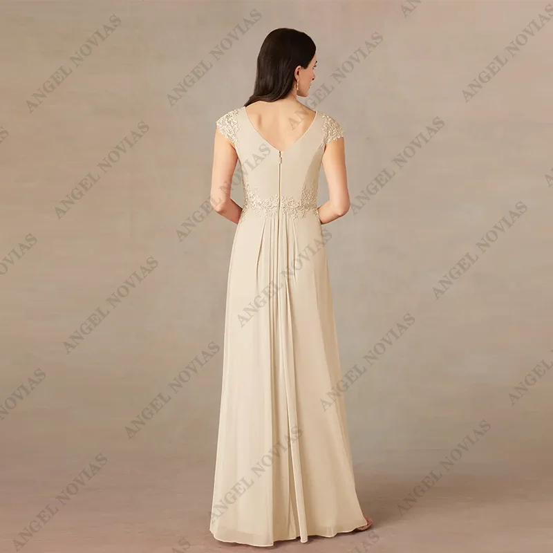 Robe sirène longue personnalisée, couleur champagne, pour mère de la mariée, tenue de soirée de mariage