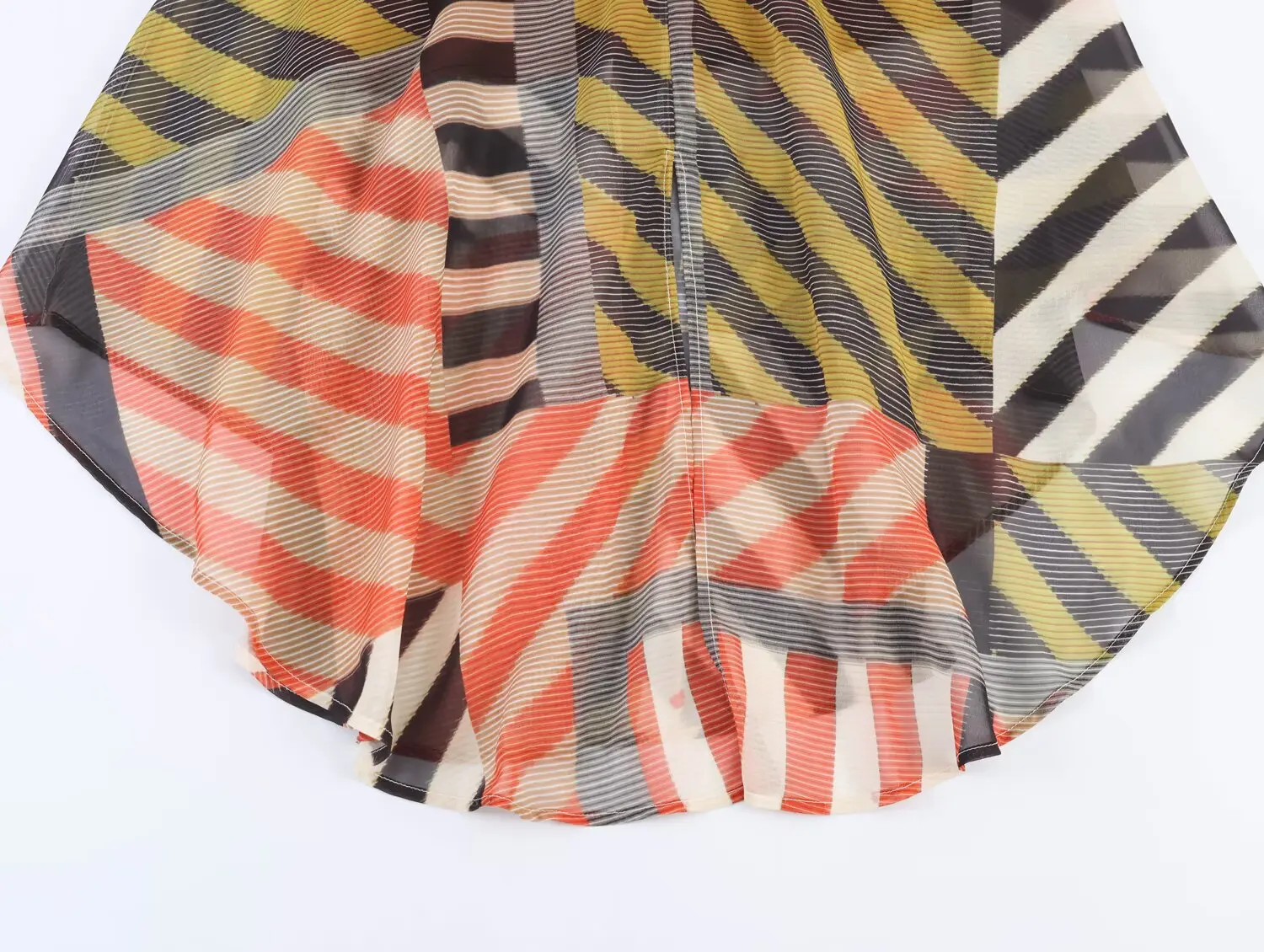 Damen Geometrisch Gestreiftes Slip-Kleid Sommer V-Ausschnitt Ärmelloses Kleid Gerafftes Loses Midi-Kleid Asymmetrisches Langes Kleid – Detail 8
