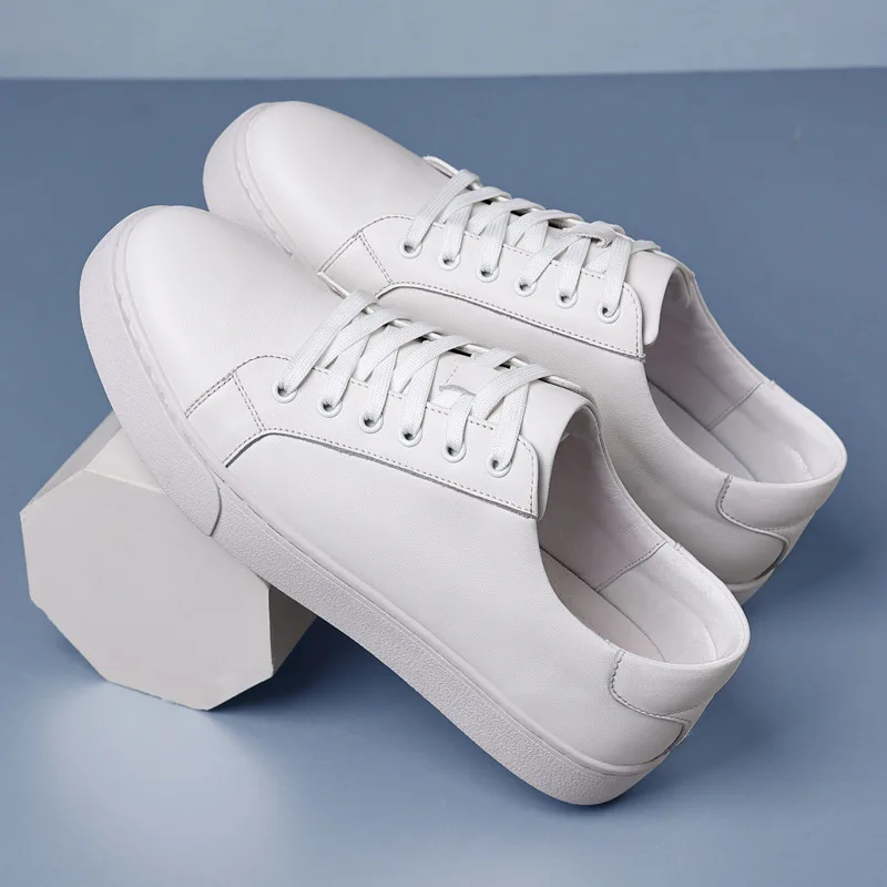 Genuine Leather Casual Men Women Flat Couple Shoes Full Grain Brand White Shoes 2022 New Arrival Fashion Sport Sneakers