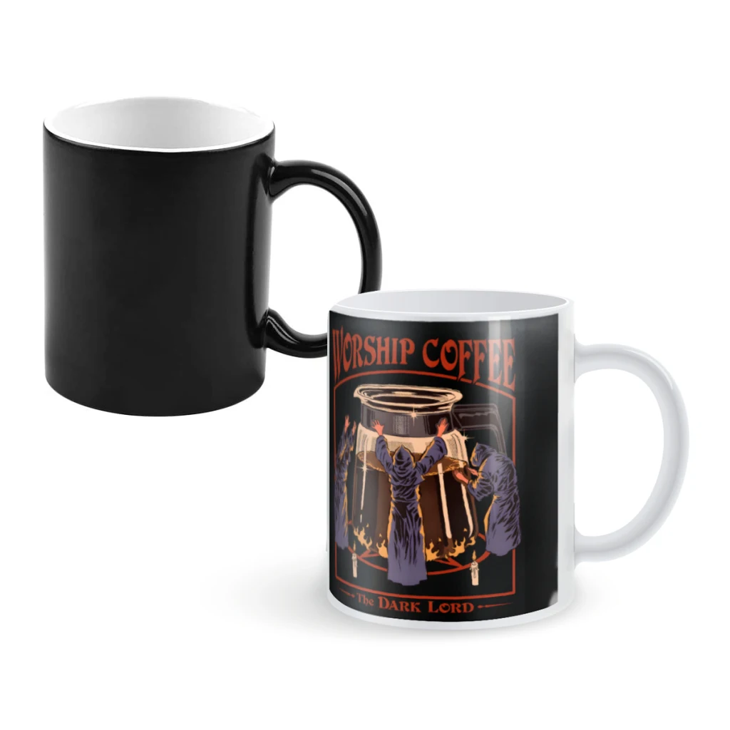 

Worship CoffeeCoffee Mugs And Mug Creative Color Change Tea Cup Ceramic Milk Cups Novelty Gifts