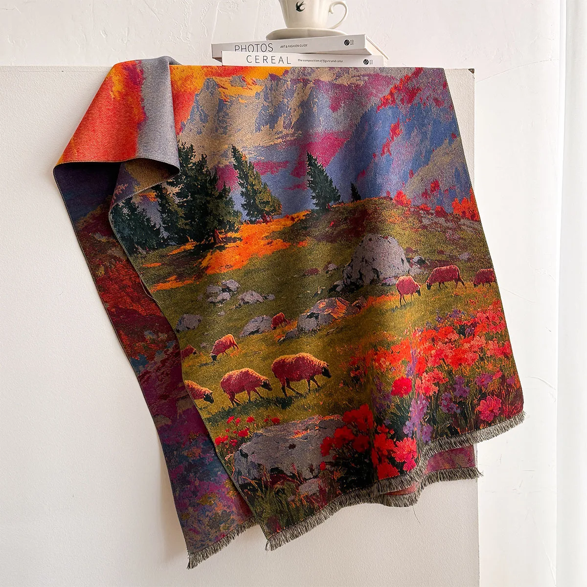 ผ้าพันคอแคชเมียร์เทียมสำหรับผู - Pashmina Wrap Large บทวิจารณ์และราคา