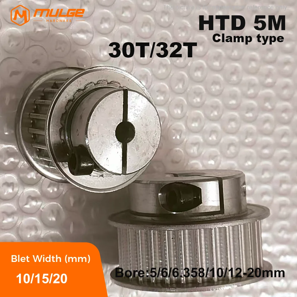HTD 5M Timing Pulley Clamp Type 30T/32Teeth Bore 5-25mm Synchronous Wheels for Belt width 10/15/20mm Synchronous Gear Pulley