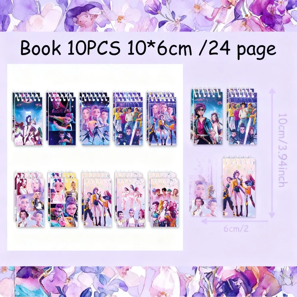 

10 шт. Kpop Demon Hunters блокнот Huntrix Rumi Mira Zoey папка аниме узор канцелярские принадлежности обратно в школу подарки 10*6 см