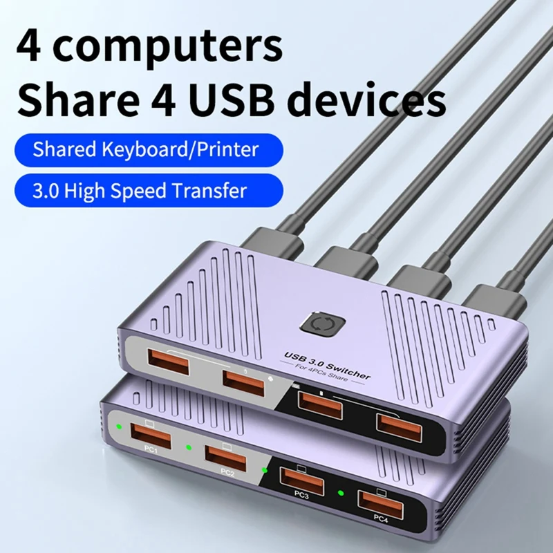 Mega Sale USB3.0 Switch Adapter 4 in 4 Out USB Switcher on PC Laptop for Printer Keyboard Mouse U Disk Sharer Controller