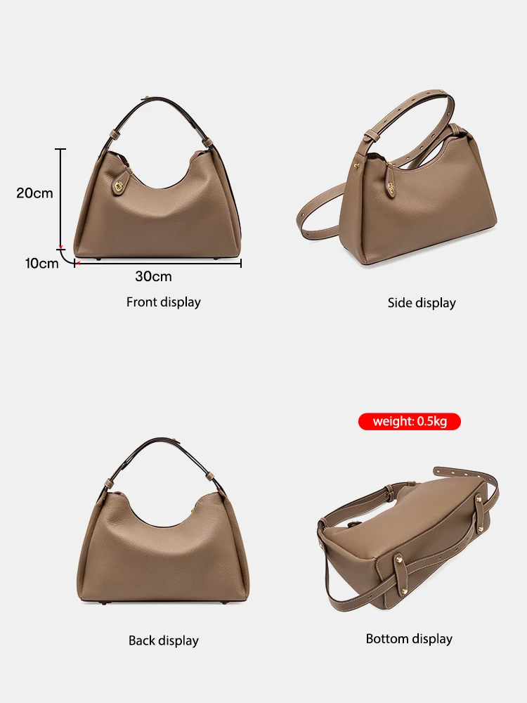 Zency 2024 New Simple Retro Stitching Color Large Bag Fashion Women\'s Bag Genuine Leather Handbag Shoulder Bag Messenger Bag