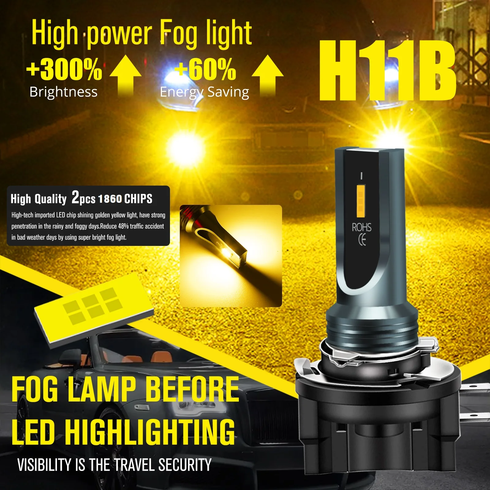 2x H8B H9B H11B LED Headlight Bulb White/Amber/Ice Blue light Compatible for Plug and Play for Kia Hyundai ‎Fiesta Corsa,DC12/24