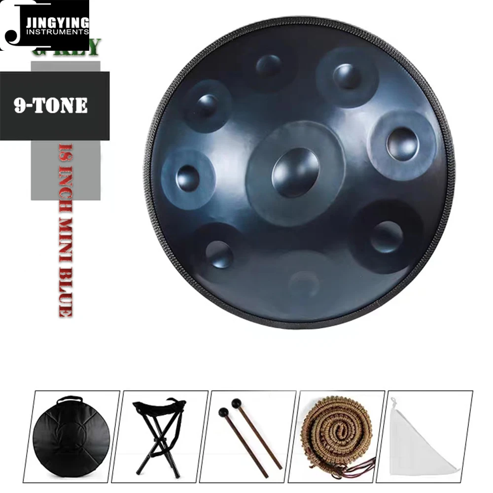 Handmade G Key 18-inch Mini 9-note Stainless Steel Handpan with Bag and Stand Steel Tongue Drum